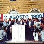 Il palco davanti alla stazione in occasione dell'anniversario 1988